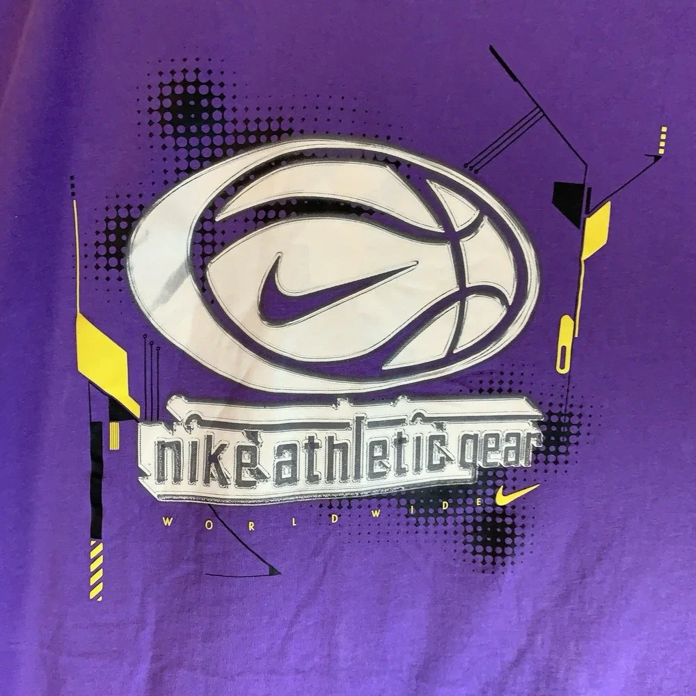 Nike Basketball Shirt XXL Purple Yellow Athletic Gear Double Sided Graphic DV963